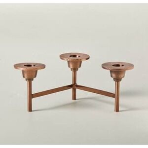 SET OF 2 Modern Metal Candelabra Hearth and Hand 3 Arm Candle Holder Bronze MCM
